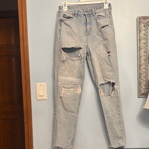 American Eagle Outfitters Ripped Light Blue Boyfriend Jeans